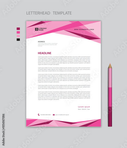 Creative Letterhead template vector, minimalist style, printing design, business advertisement layout, Pink background concept, simple letterhead template mock up, company letterhead design