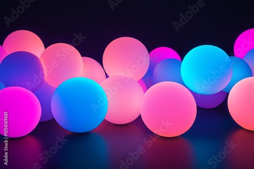 Abstract art wallpaper featuring multicolored neon circles and ball shapes on a black background