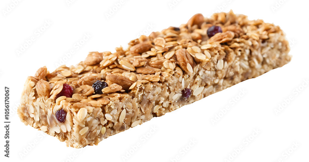 Crunchy granola bar PNG with oats, nuts, and dried fruit, perfect for healthy snacks, on-the-go meals, or food-related projects. Crunchy granola bar PNG with oats, nuts, and dried fruit, perfect for healthy snacks, on-the-go meals, or food-related projects.