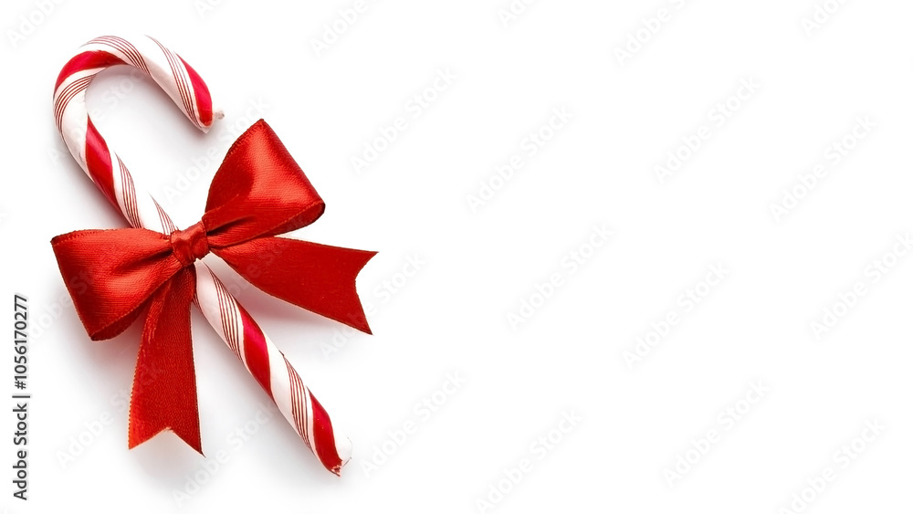 Christmas candy cane isolated on white background, copy space Christmas candy cane isolated on white background, copy space