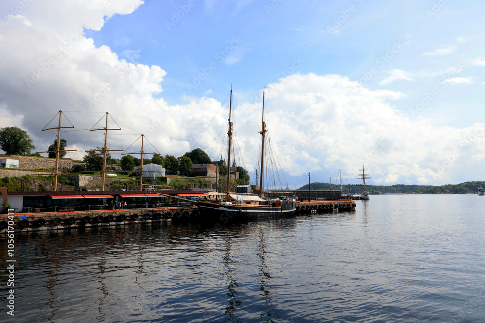 Sailing ship moored in Oslo harbour Sailing ship moored in Oslo harbour