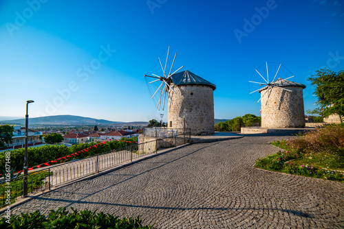 Alacati, Cesme, Izmir. The Windmills of Alacati. Alacati is populer tourist destination in the Turkey. photo