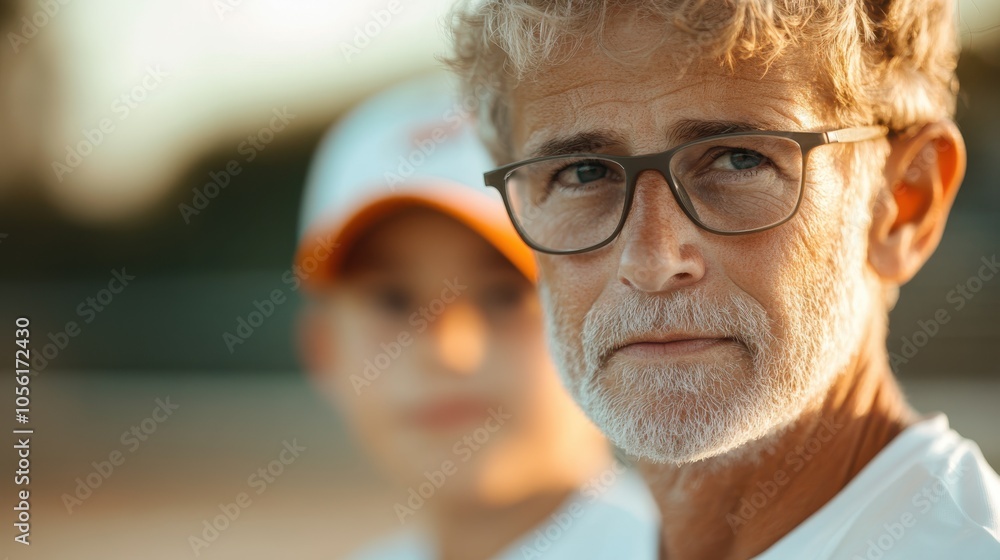 A senior man with glasses gazes thoughtfully into the distance, accompanied by a blurred figure in a hat, depicting contemplation and reflective moments in life. A senior man with glasses gazes thoughtfully into the distance, accompanied by a blurred figure in a hat, depicting contemplation and reflective moments in life.