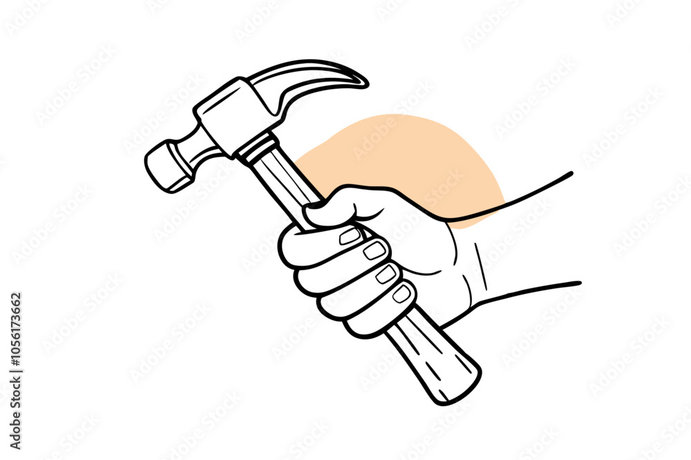 Hand Holding Hammer Line Drawing A Unique Minimalist Artwork Hand Holding Hammer Line Drawing A Unique Minimalist Artwork