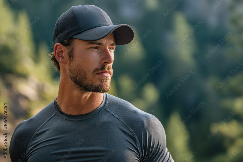 A man in a cap gazes thoughtfully outdoors.