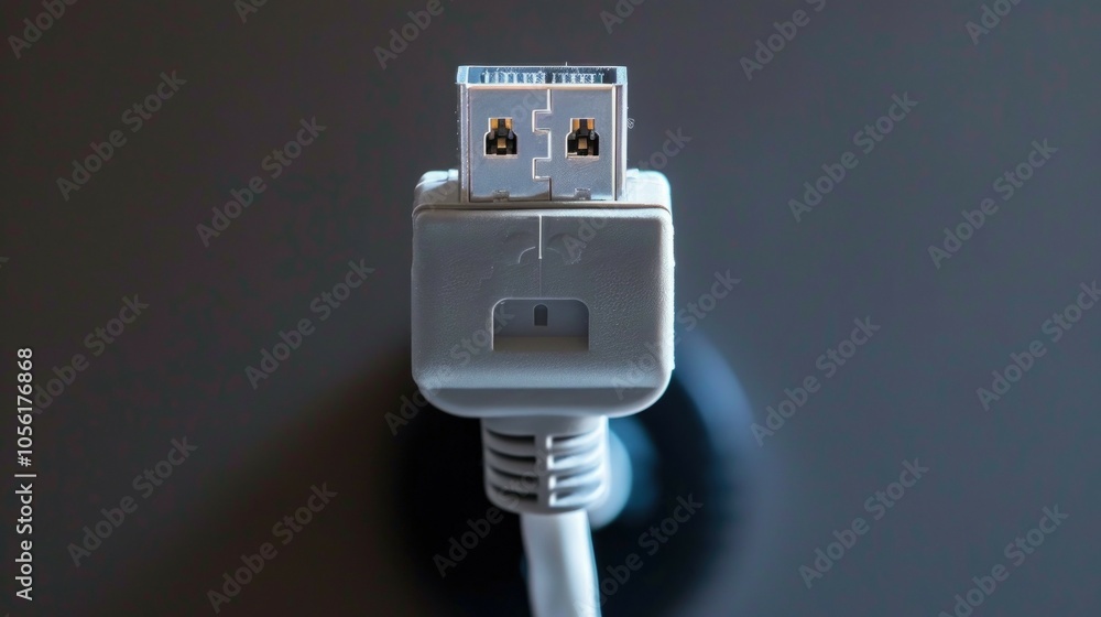 Close-up of usb cable and port against dark background Close-up of usb cable and port against dark background