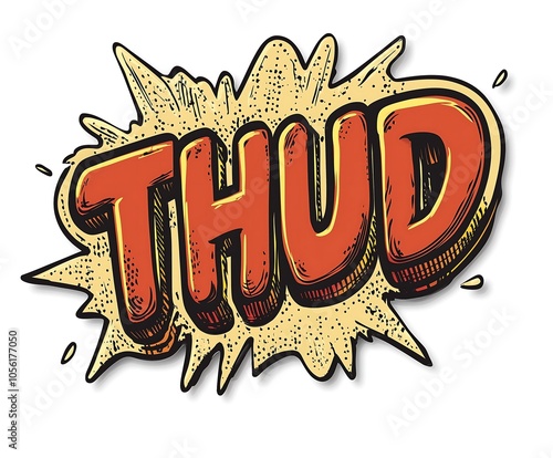 Comic book style 'THUD' onomatopoeia with a bold, eye-catching design.