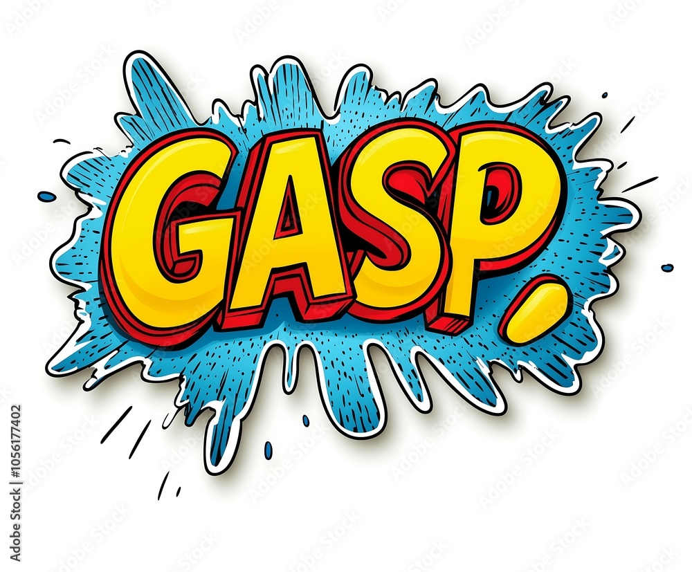 Comic-style 'GASP' text with vibrant colors and splash effect. Comics onomatopoeia Comic-style 'GASP' text with vibrant colors and splash effect. Comics onomatopoeia