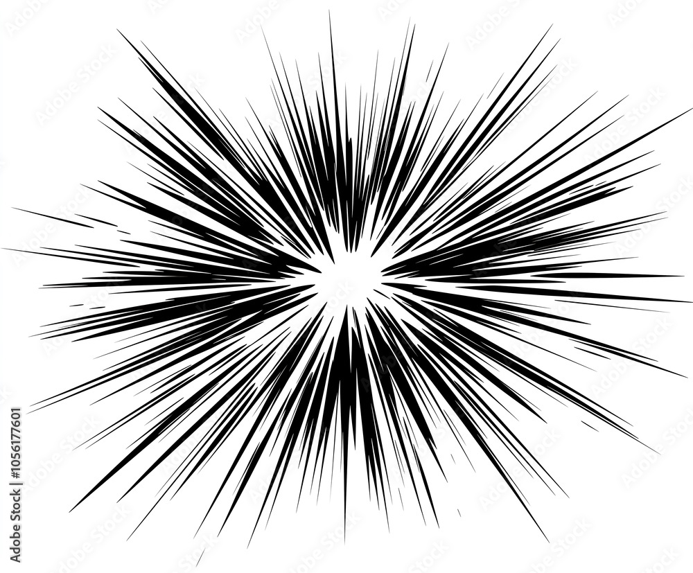 Dynamic black comic-style explosion on white background. Dynamic black comic-style explosion on white background.