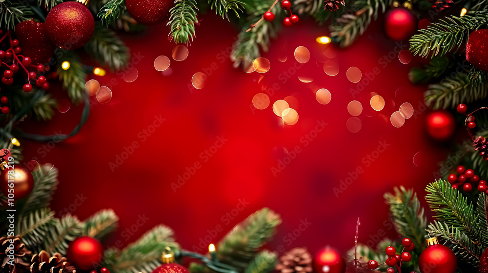 Christmas frame on red background. Christmas frame on red background.