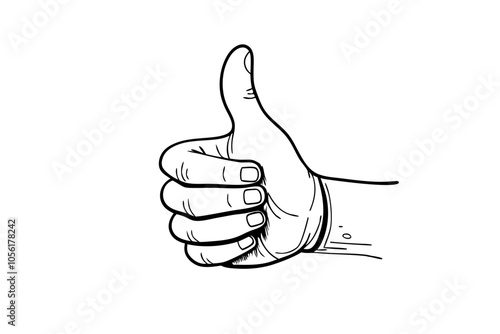Simple and Elegant Line Art of a Hand Showing Thumbs Up