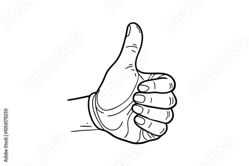 Simple and Elegant Line Art of a Hand Showing Thumbs Up