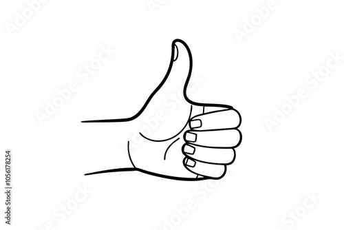 Simple and Elegant Line Art of a Hand Showing Thumbs Up