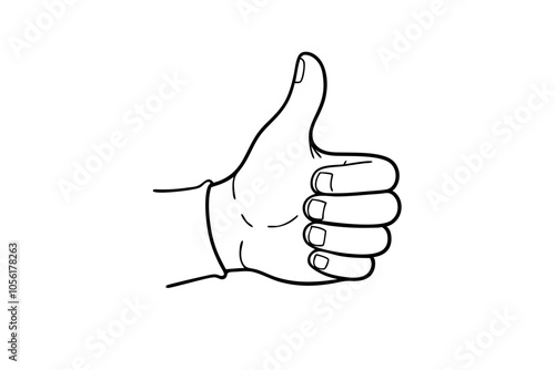 Simple and Elegant Line Art of a Hand Showing Thumbs Up