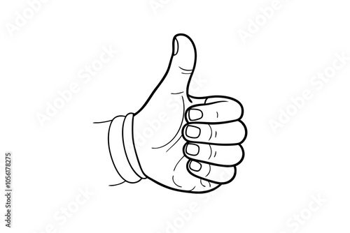 Simple and Elegant Line Art of a Hand Showing Thumbs Up