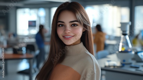 Sexy young model in casual university clothes, standing