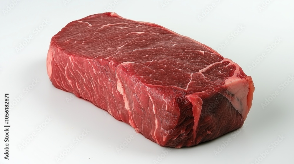 Fototapeta premium A close-up of a fresh, raw beef steak with rich marbling, perfect for gourmet cooking and culinary preparation.