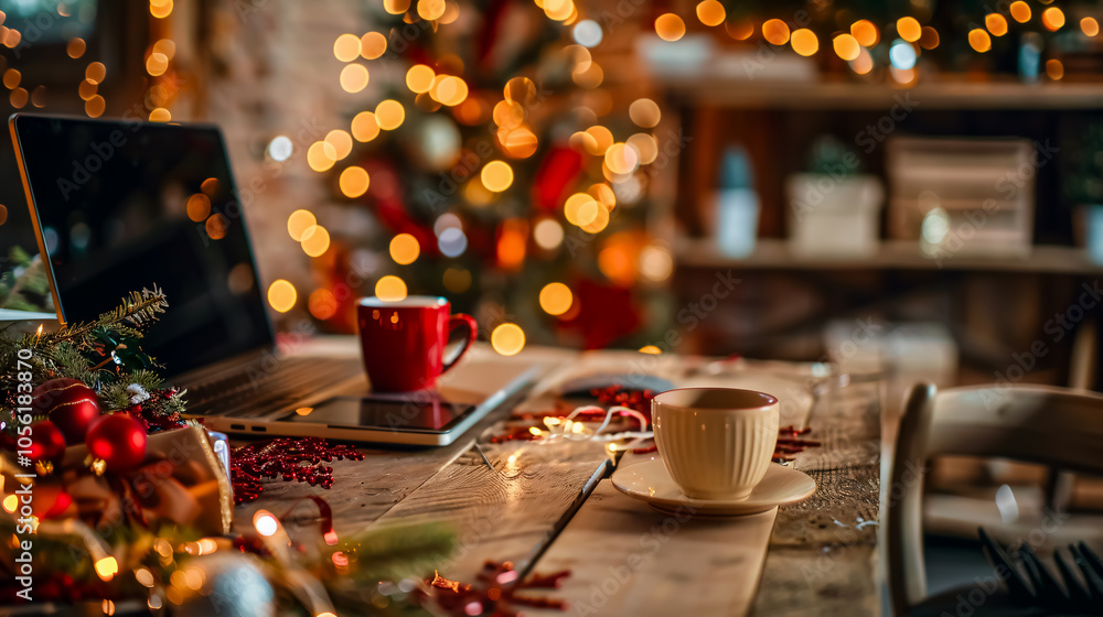 Christmas time and desk of free space for your decoration. Christmas time and desk of free space for your decoration.