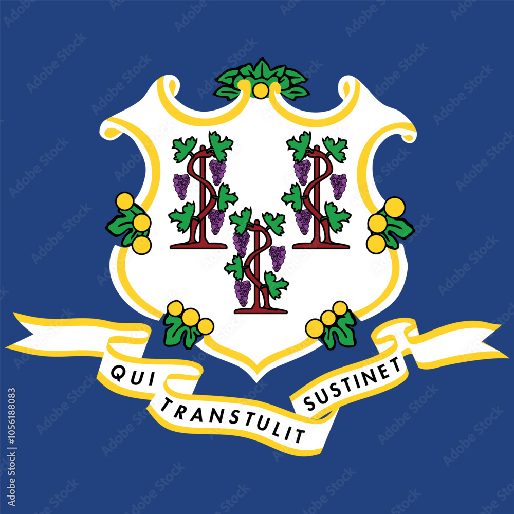Obraz premium Square flag of the United States of America federal state of CONNECTICUT