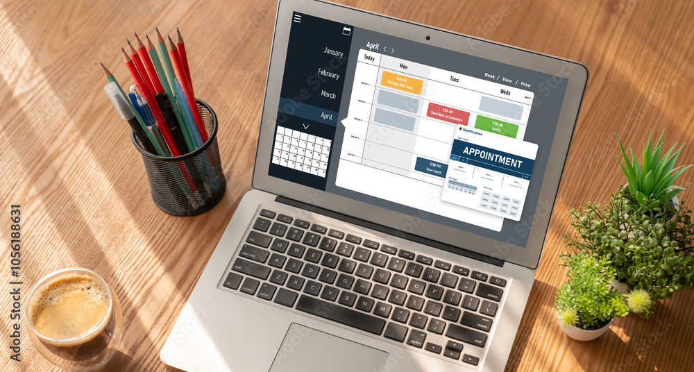 Fototapeta premium Online applointment booking calendar for modish regristration on the internet website