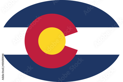 Oval flag of the United States of America federal state of COLORADO
