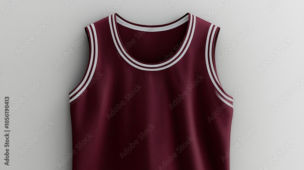 A maroon basketball sleeveless shirt. A maroon basketball sleeveless shirt.