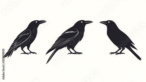 Wallpaper Mural A black crow sit on a white surface Torontodigital.ca