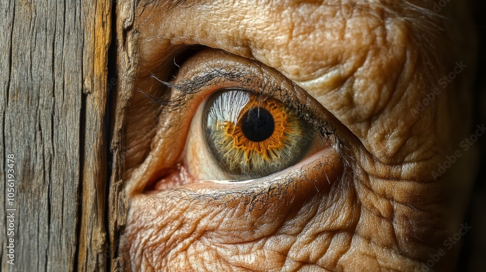 Close-Up of an Elderly Man's Eye with Deep Wrinkles and Grey Iris Close-Up of an Elderly Man's Eye with Deep Wrinkles and Grey Iris
