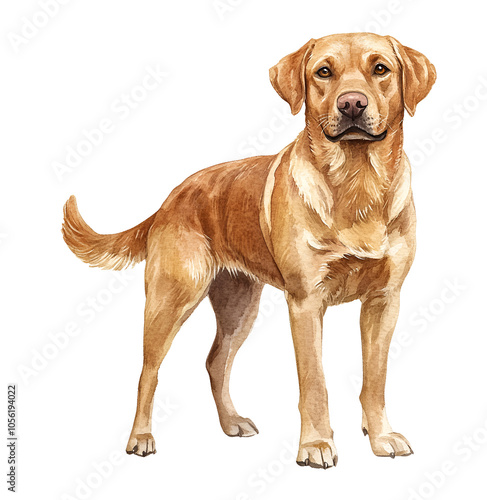 LABRADOR RETRIEVER dog, watercolor clipart illustration with isolated background.