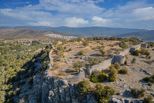 Mugla - Milas - Iasos ancient city. Kıyıkışlacık neighborhood, a beautiful beach in Güllük Gulf. photo