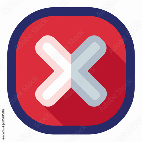 A simple yet effective flat design icon, depicting a red button with a white X, perfect for use in web interfaces, mobile apps, or any project requiring a clear and concise visual.