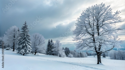 snow covered trees in winter