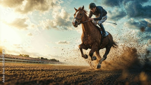 Wallpaper Mural A man is gracefully riding a horse across a beautiful field during sunset Torontodigital.ca