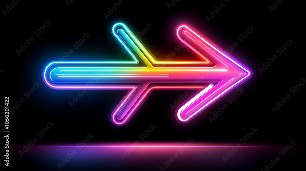 Colorful Light Arrow on Black Background. Colorful Light Arrow on Black Background.