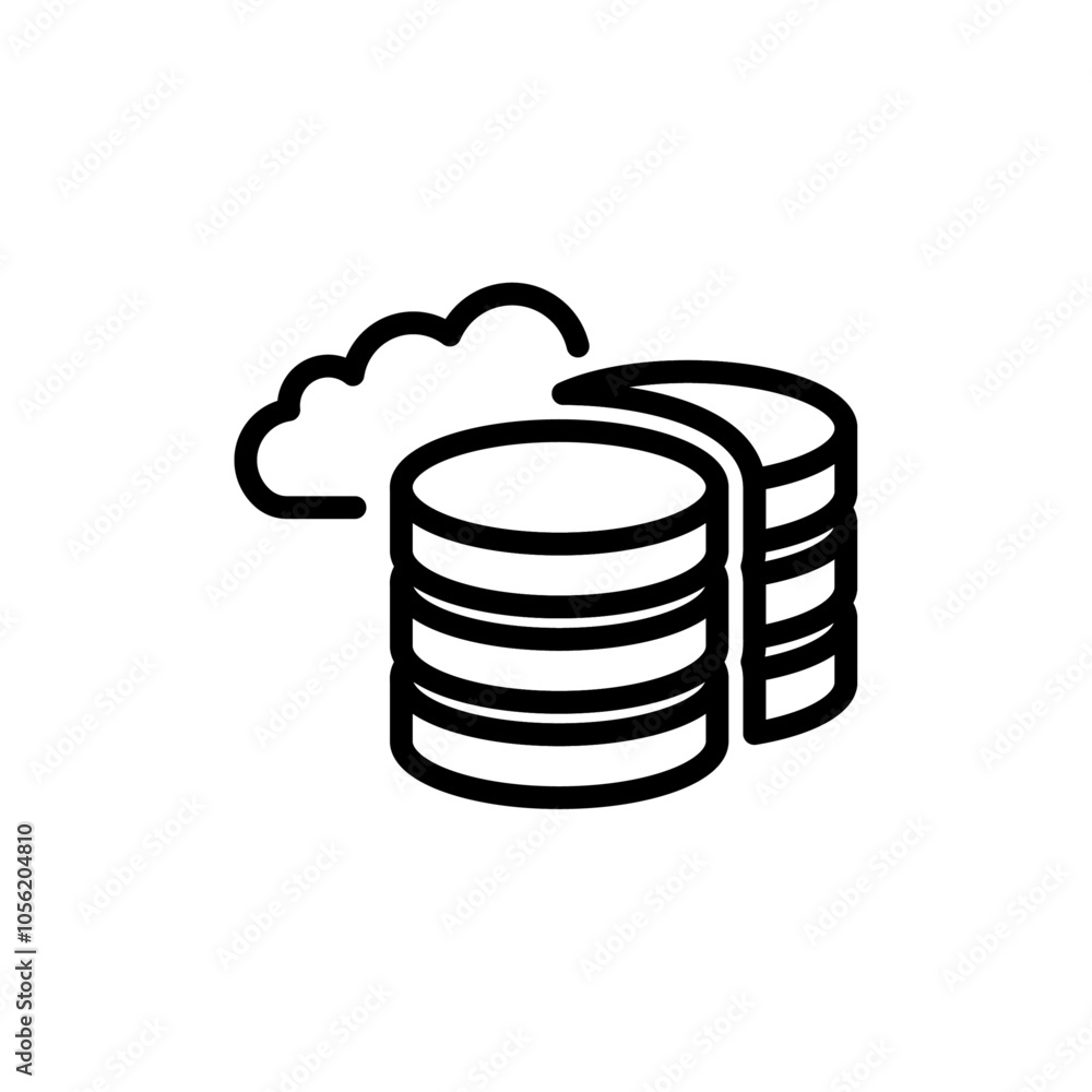 Cloud database icon logo sign set vector outline Cloud database icon logo sign set vector outline