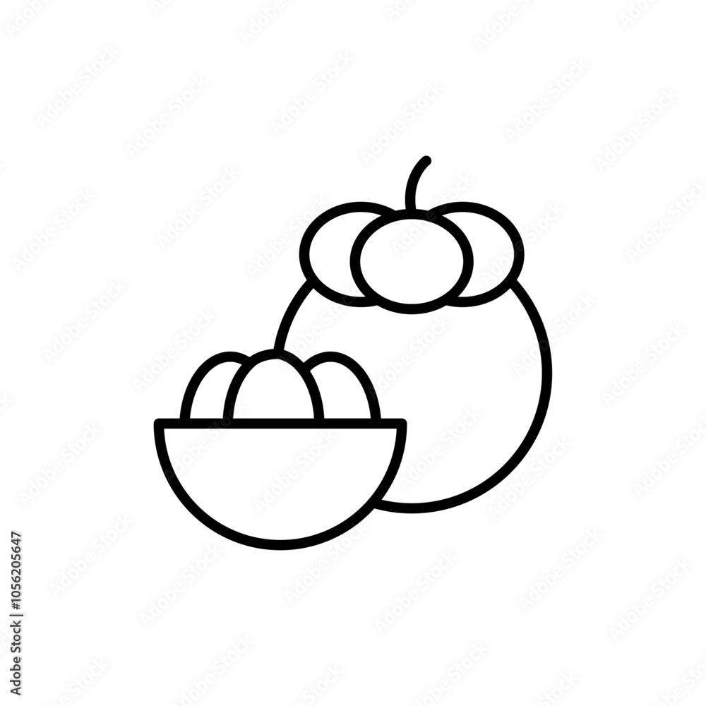 Mangosteen icon logo sign set vector outline Mangosteen icon logo sign set vector outline
