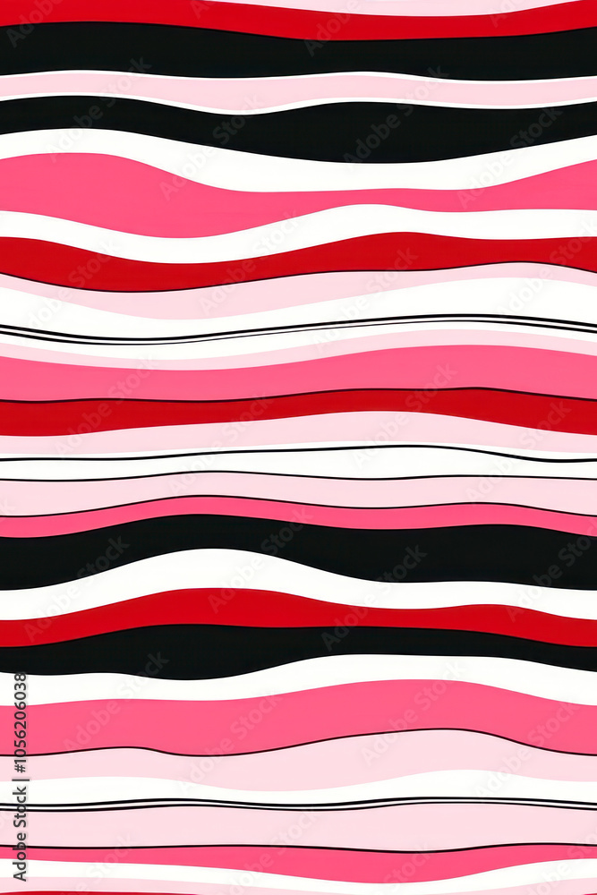 Vertical Seamless striped pattern with vertical wavy stripes in red, pink, white, and black. African ethnic style. Vertical Seamless striped pattern with vertical wavy stripes in red, pink, white, and black. African ethnic style.
