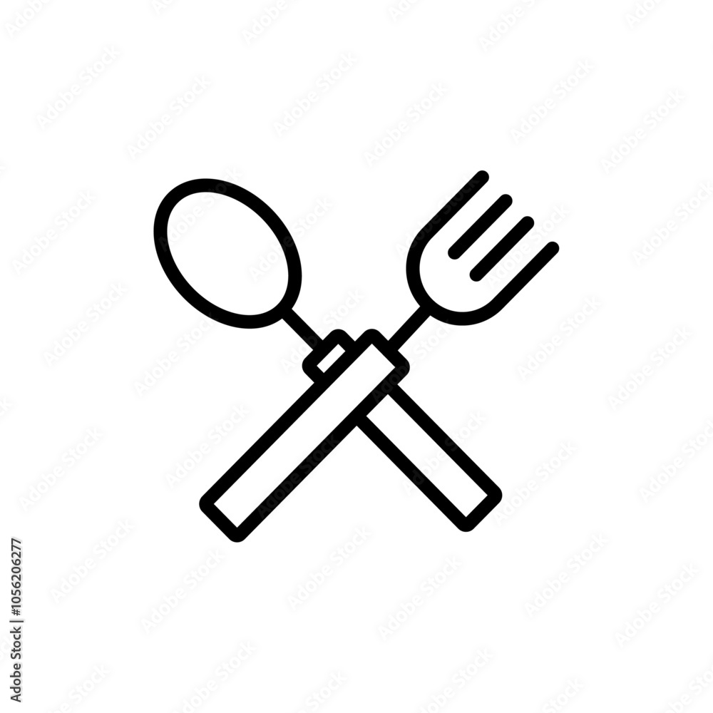 Spoon and fork icon logo sign set vector outline Spoon and fork icon logo sign set vector outline