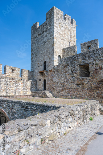 Dizdar Tower rises majestically within the Belgrade Fortress, showcasing its medieval architecture against a backdrop of vibrant blue skies, inviting exploration and historical appreciation.