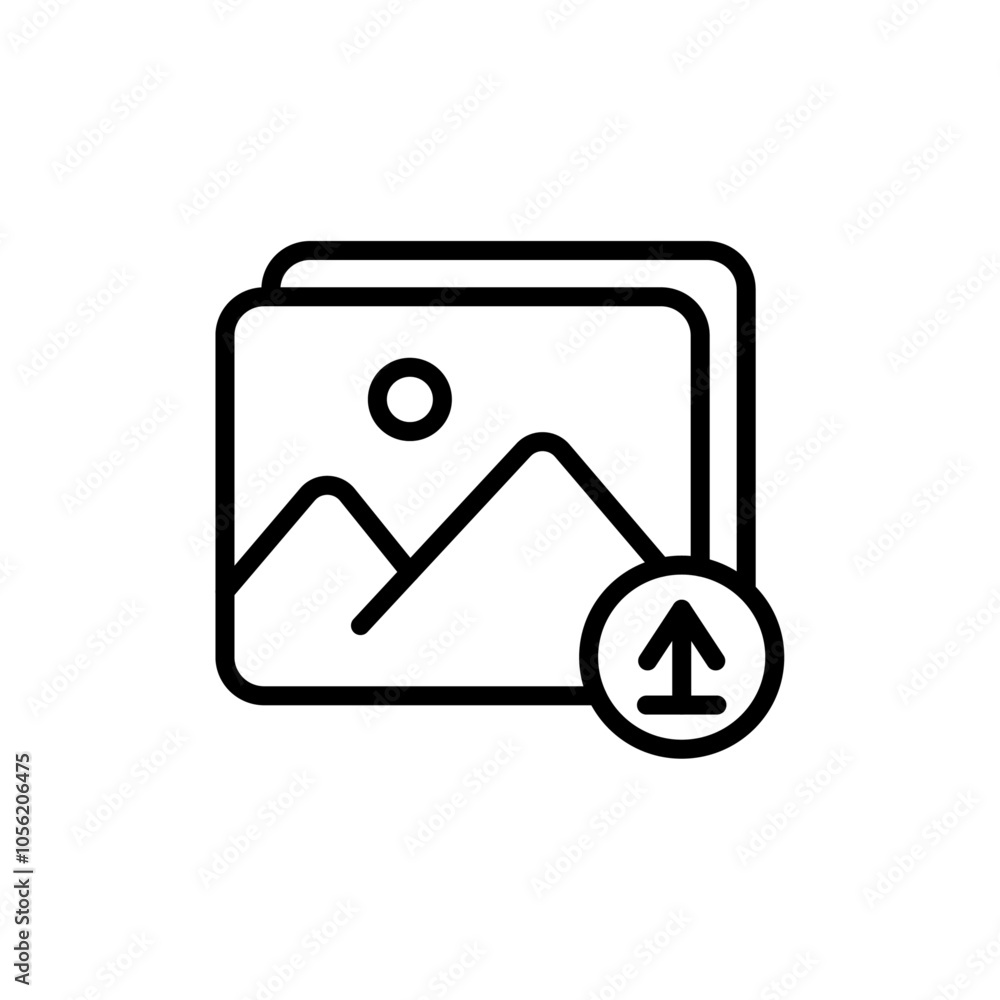 Upload photo icon logo sign set vector outline Upload photo icon logo sign set vector outline