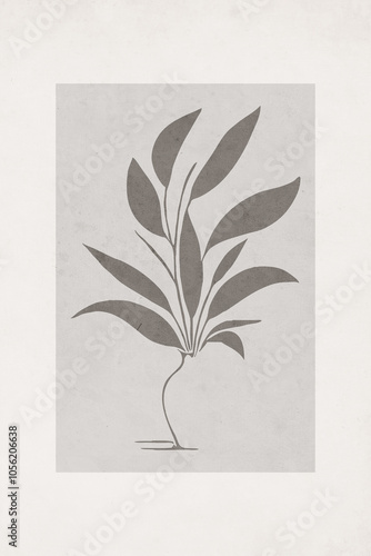 Printable botanical illustration. Rustic style home decor, wall decoration, picture in the frame. Grunge, vintage illustration.