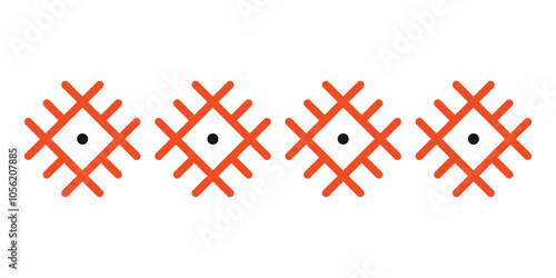 Traditional pattern of the Komi people, a Finno-Ugric group, a symbol of the sun. Embroidery and painting of indigenous peoples. Vector illustration isolated on white, hand drawn, flat design