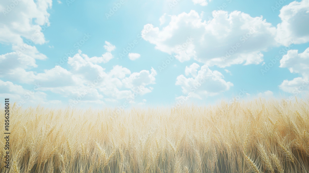 Wheat field beneath a bright blue sky, captured in a composite image.
Wheat field beneath a bright blue sky, captured in a composite image.