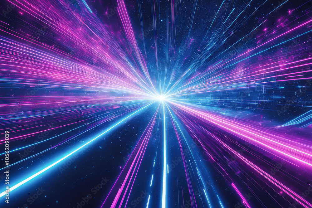 Futuristic artwork with neon rays in a dynamic explosion effect, representing rapid data flow and advanced digital technology. Generative AI Futuristic artwork with neon rays in a dynamic explosion effect, representing rapid data flow and advanced digital technology. Generative AI