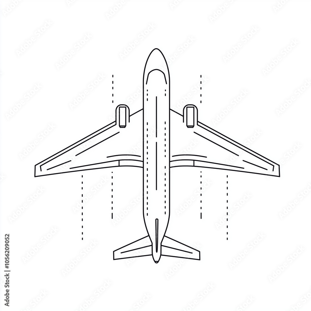 A simple, line-art illustration of an airplane on a white background. A simple, line-art illustration of an airplane on a white background.