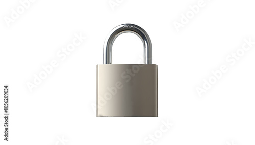 Silver padlock on a transparent background isolated for security and protection concepts