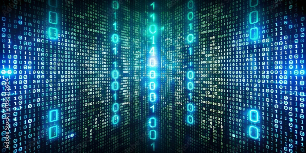 Binary code consisting of zeros and ones representing digital information, technology, data, coding Binary code consisting of zeros and ones representing digital information, technology, data, coding