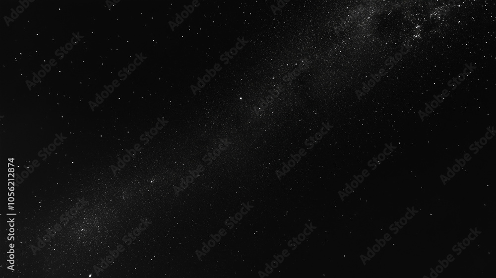 Fototapeta premium Starry night sky with faint Milky Way in black backdrop, with copy space