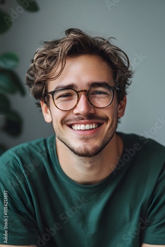 A man with glasses and a green shirt smiling