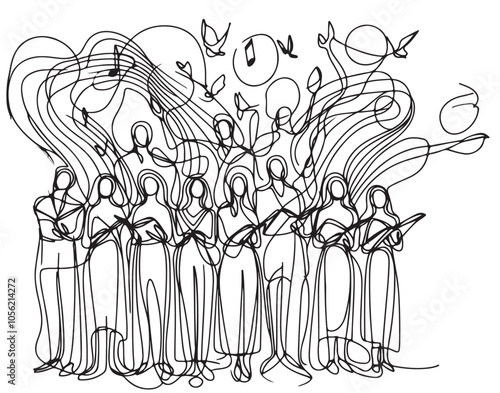 Choir abstract crowd sketch